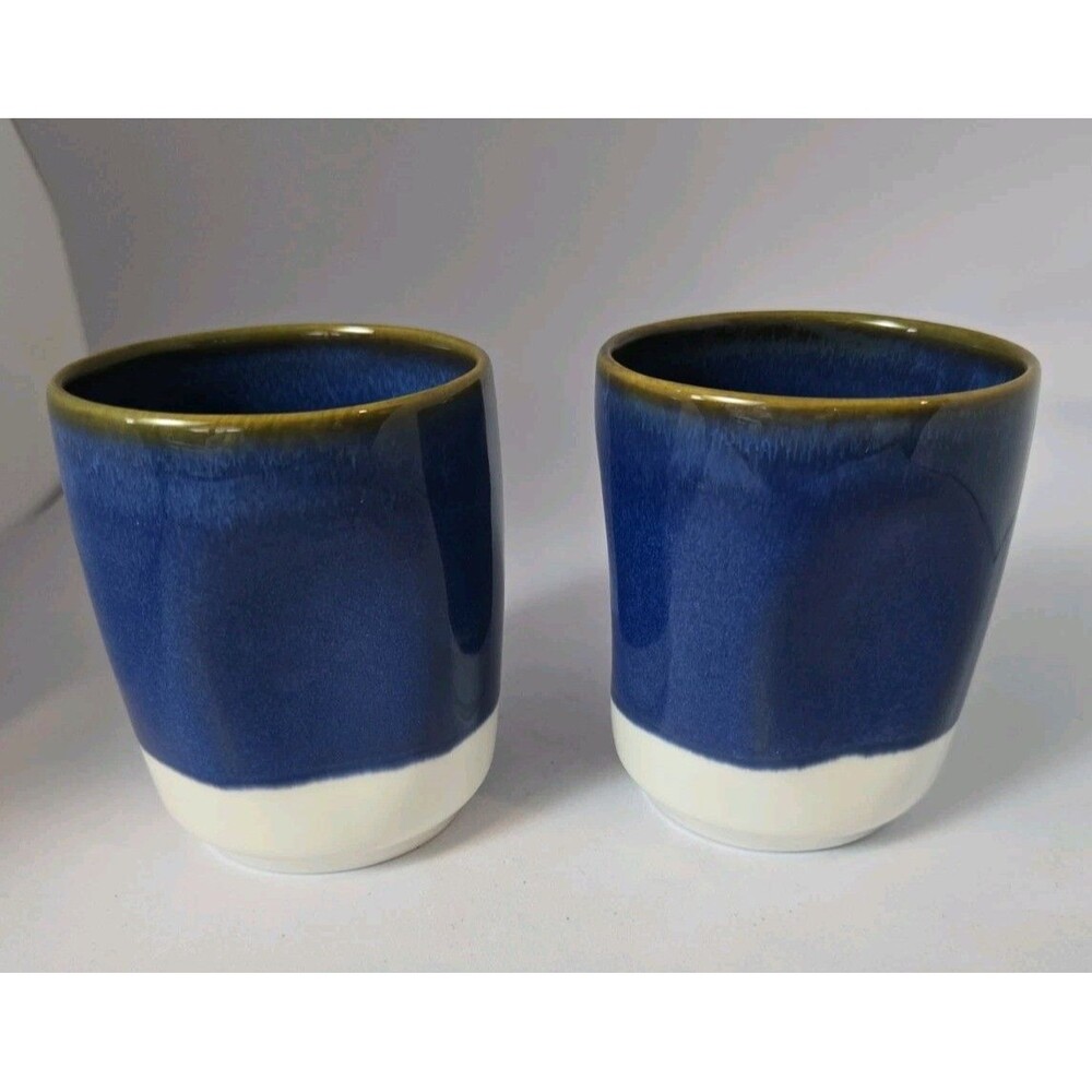 S/2 Starbucks Pinched Sides Coffee Mugs/Cups 8 Oz 2008 Starbucks (Used/EUC)